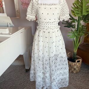 Elegant White Lace Midi Dress
